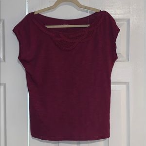 Loft Maroon Embroidered Shirt